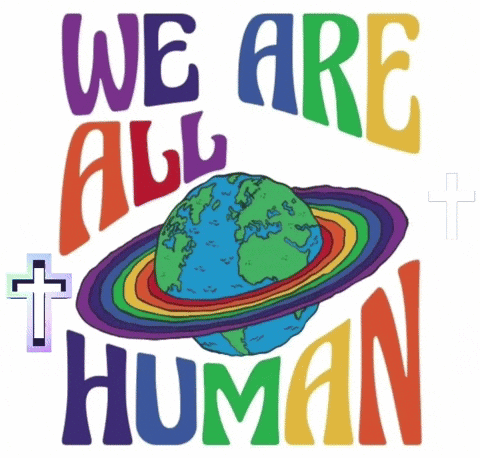 A Poster That Says We Are All Human GIF