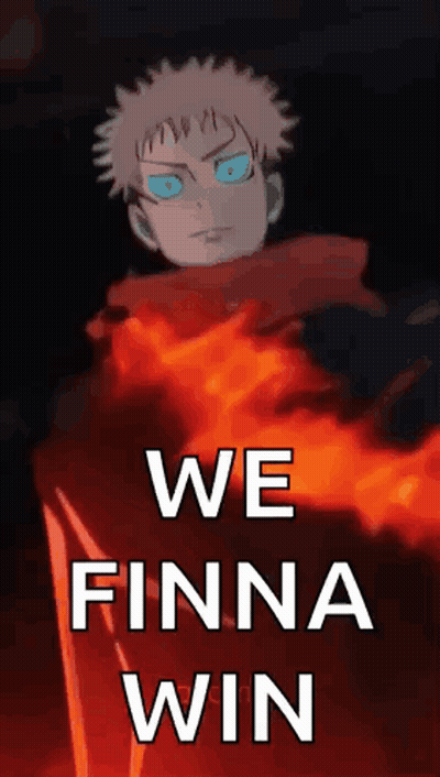 A Poster That Says We Finna Win With A Cartoon Character GIF