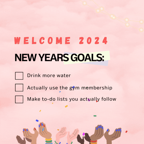 A Poster That Says Welcome 2024 New Years Goals GIF