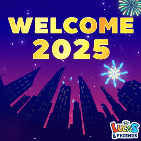 A Poster That Says Welcome 2025 With Fireworks In The Sky GIF
