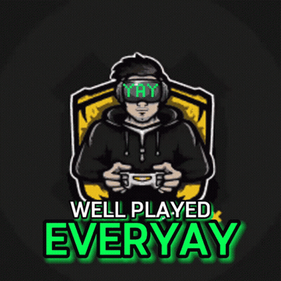 A Poster That Says Well Played Everyay With A Man Holding A Game Controller GIF