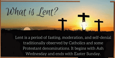 A Poster That Says What Is Lent With Three Crosses In The Background GIF