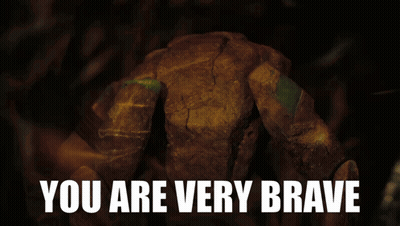 A Poster That Says You Are Very Brave With A Rock In The Background GIF