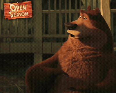 A Poster With A Bear And The Words Girl 'S Got Growl On It GIF