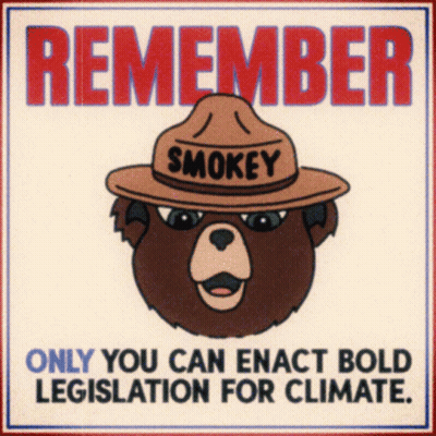 A Poster With A Bear Wearing A Hat That Says Smokey GIF