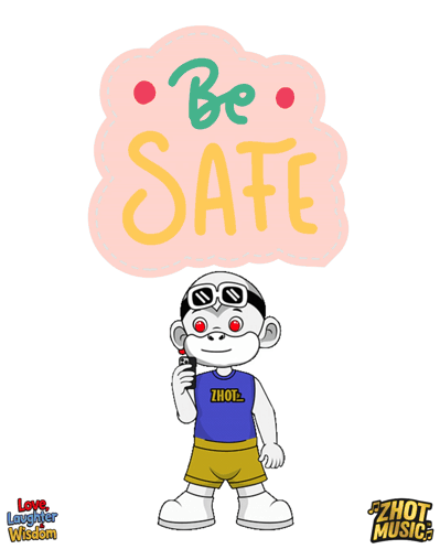 A Poster With A Cartoon Character And The Words Be Safe GIF