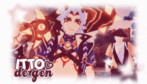 A Poster With A Cartoon Character And The Words " Itto De Gen " GIF