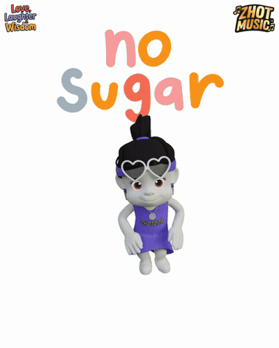 A Poster With A Cartoon Girl And The Words No Sugar On It GIF