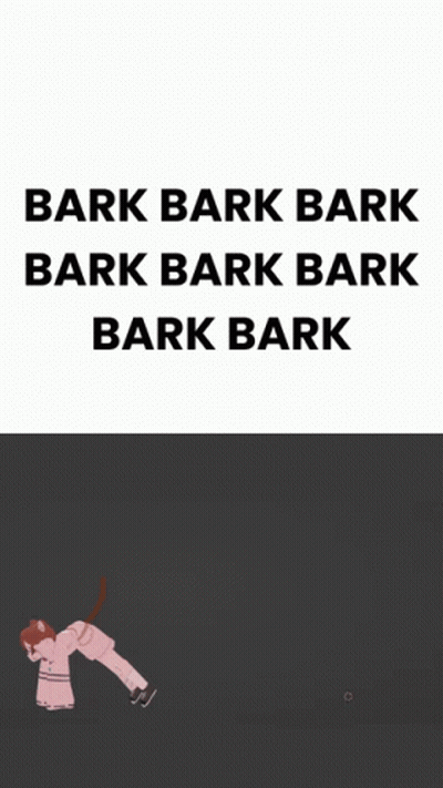 A Poster With A Cat And The Words Bark Bark Bark Bark Bark Bark Bark GIF