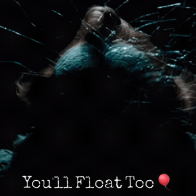 A Poster With A Clown And The Words You 'Ll Float Too On It GIF