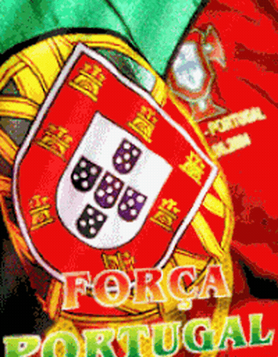 A Poster With A Coat Of Arms And The Word Portugal On It GIF
