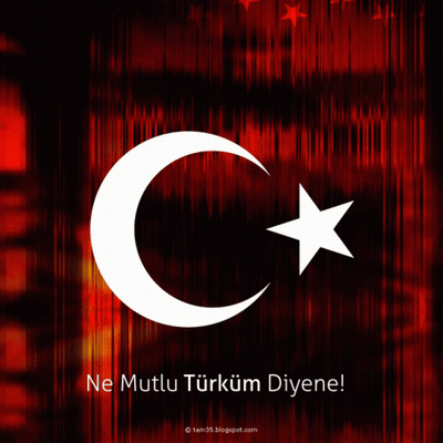 A Poster With A Crescent Moon And A Star With The Words Ne Mutlu Turkum Diyene GIF