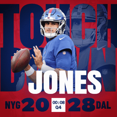 A Poster With A Football Player And The Name Jones On It GIF