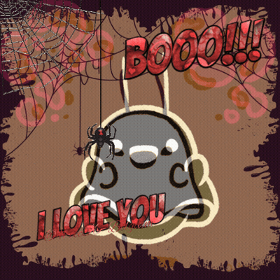 A Poster With A Ghost And The Words Boo And I Love You On It GIF