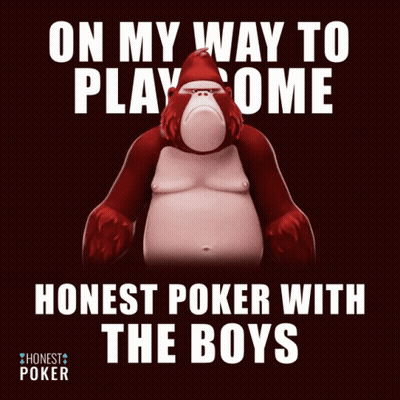 A Poster With A Gorilla On It That Says On My Way To Play Some Honest Poker With The Boys GIF