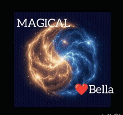 A Poster With A Heart And The Words Magical And Bella On It GIF