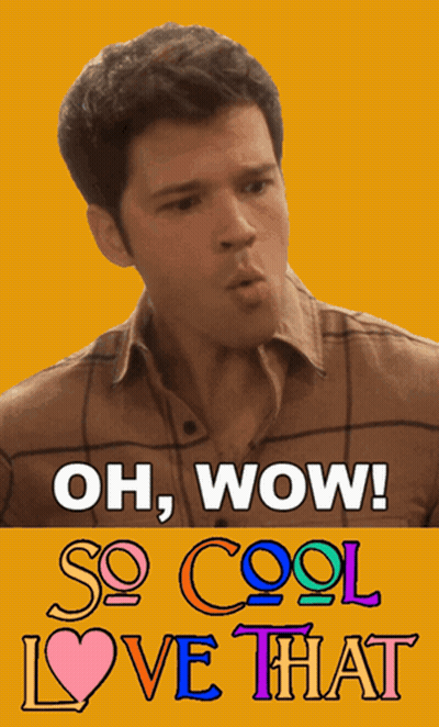 A Poster With A Man On It That Says Oh Wow So Cool Love That GIF