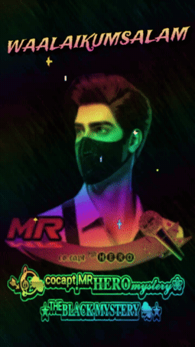 A Poster With A Man Wearing A Mask And The Words Waalaikumsalam At The Top GIF