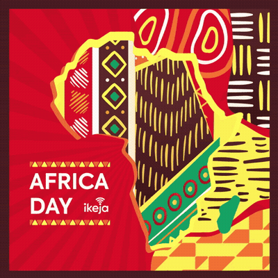 A Poster With A Map Of Africa And The Words Africa Day GIF