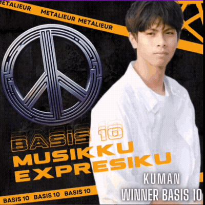 A Poster With A Peace Sign And The Words Basis 10 Musikku Expressiku GIF