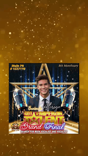 A Poster With A Picture Of A Man And The Words Talent Grand Final GIF