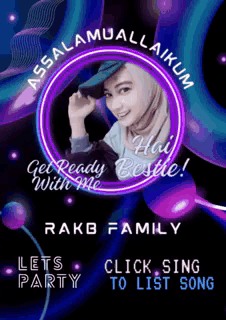A Poster With A Picture Of A Woman In A Purple Circle GIF