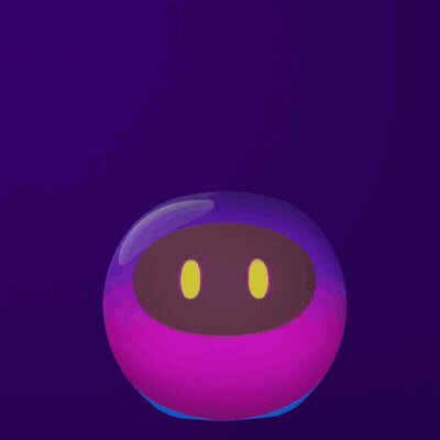 A Poster With A Purple Object And The Words " Like A Boss " GIF
