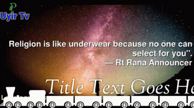 A Poster With A Quote From Rt Rana Announcer That Says " Religion Is Like Underwear Because No One Can Select For You " GIF