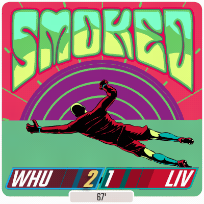A Poster With A Soccer Player And The Words Smoked Whu 2/1 Liv GIF