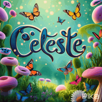 A Poster With Butterflies And The Word Celeste On It GIF