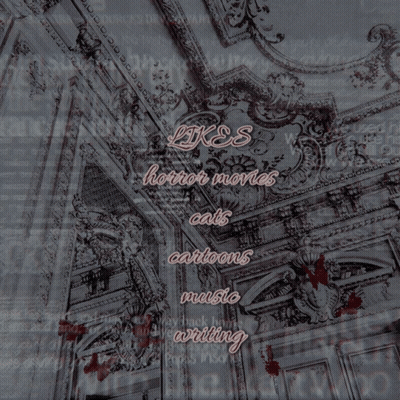 A Poster With The Words Likes Horror Movies Cats Cartoons Music Writing On It GIF