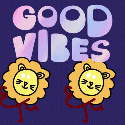 A Poster With Two Lions And The Words Good Vibes GIF