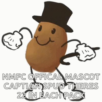 A Potato Wearing A Top Hat And Gloves Is The Nmfc Official Mascot GIF