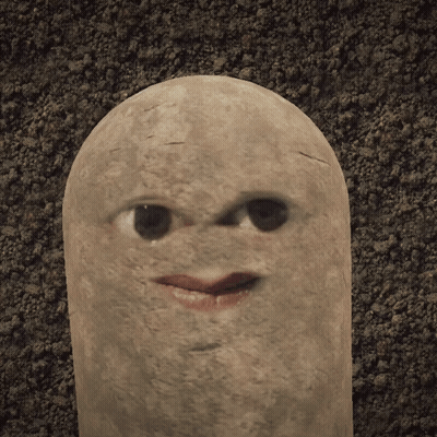 A Potato With A Face That Looks Like A Human Face GIF