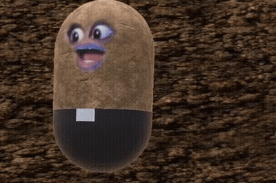 A Potato With A Surprised Face Is Wearing A Black Belt GIF