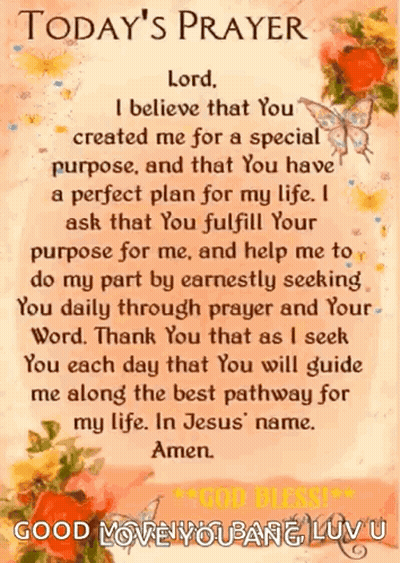 A Prayer With Flowers And Butterflies On It GIF