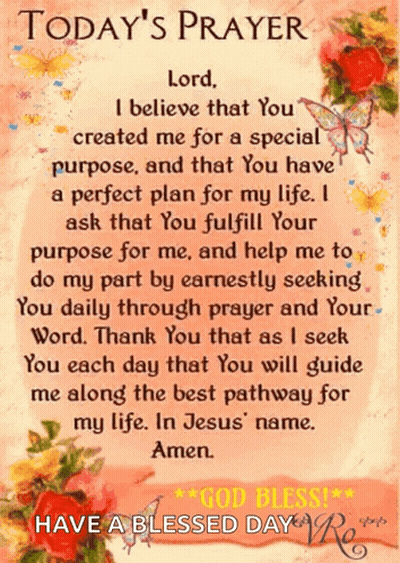 A Prayer With Flowers And Butterflies On It GIF