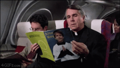 A Priest Reads A Book Called Alter Boy GIF