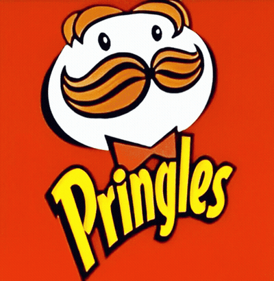 A Pringles Logo On A Red Background With A Cartoon Character GIF