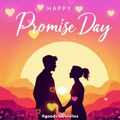 A Promise Day Greeting Card With A Couple Holding Hands GIF