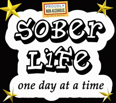 A Proudly Non-Alcoholic Sober Life One Day At A Time Sign GIF