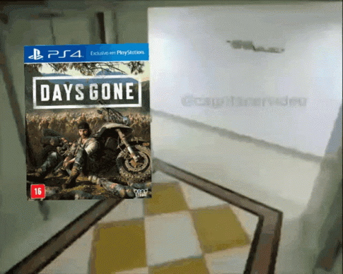 A Ps4 Game Called Days Gone Sits On A Checkered Floor GIF