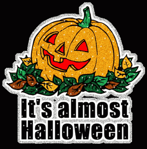 A Pumpkin With Leaves And The Words It 'S Almost Halloween GIF