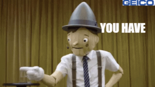 A Puppet With A Hat And Suspenders Is Pointing To The Word You Have GIF