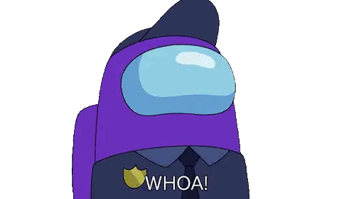 A Purple Among Us Character Is Wearing A Hat And Tie And Says Whoa Sticker