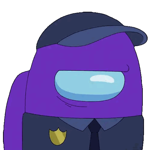 A Purple Among Us Character Wearing A Black Hat And Tie Sticker