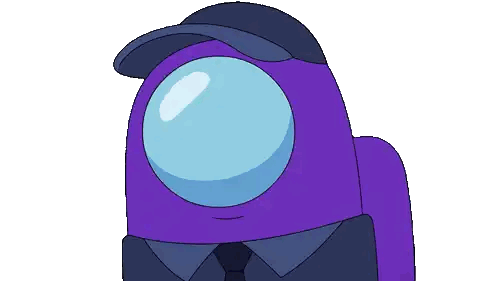 A Purple Among Us Character Wearing A Hat Sticker