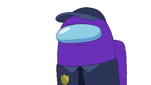 A Purple Among Us Character With A Blue Hat And Tie Sticker