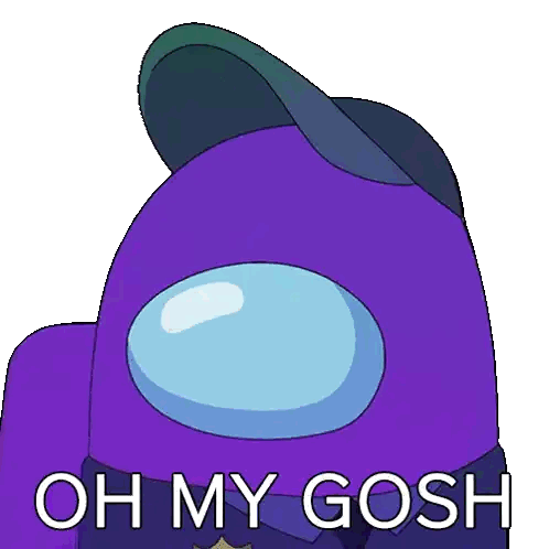 A Purple Among Us Character With A Hat And The Words Oh My Gosh On The Bottom Sticker