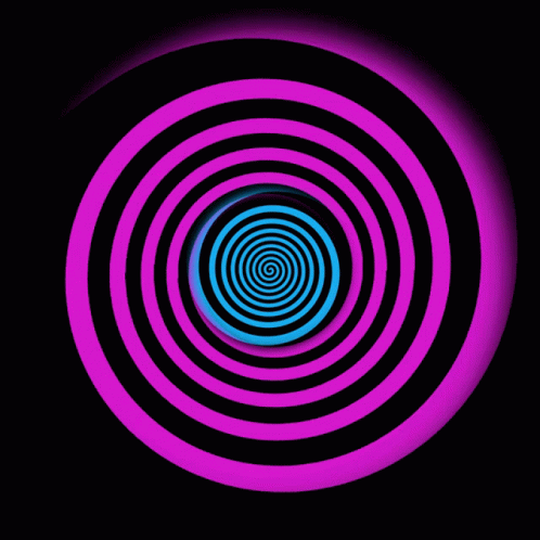 A Purple And Black Hypnotic Spiral With A Blue Center GIF